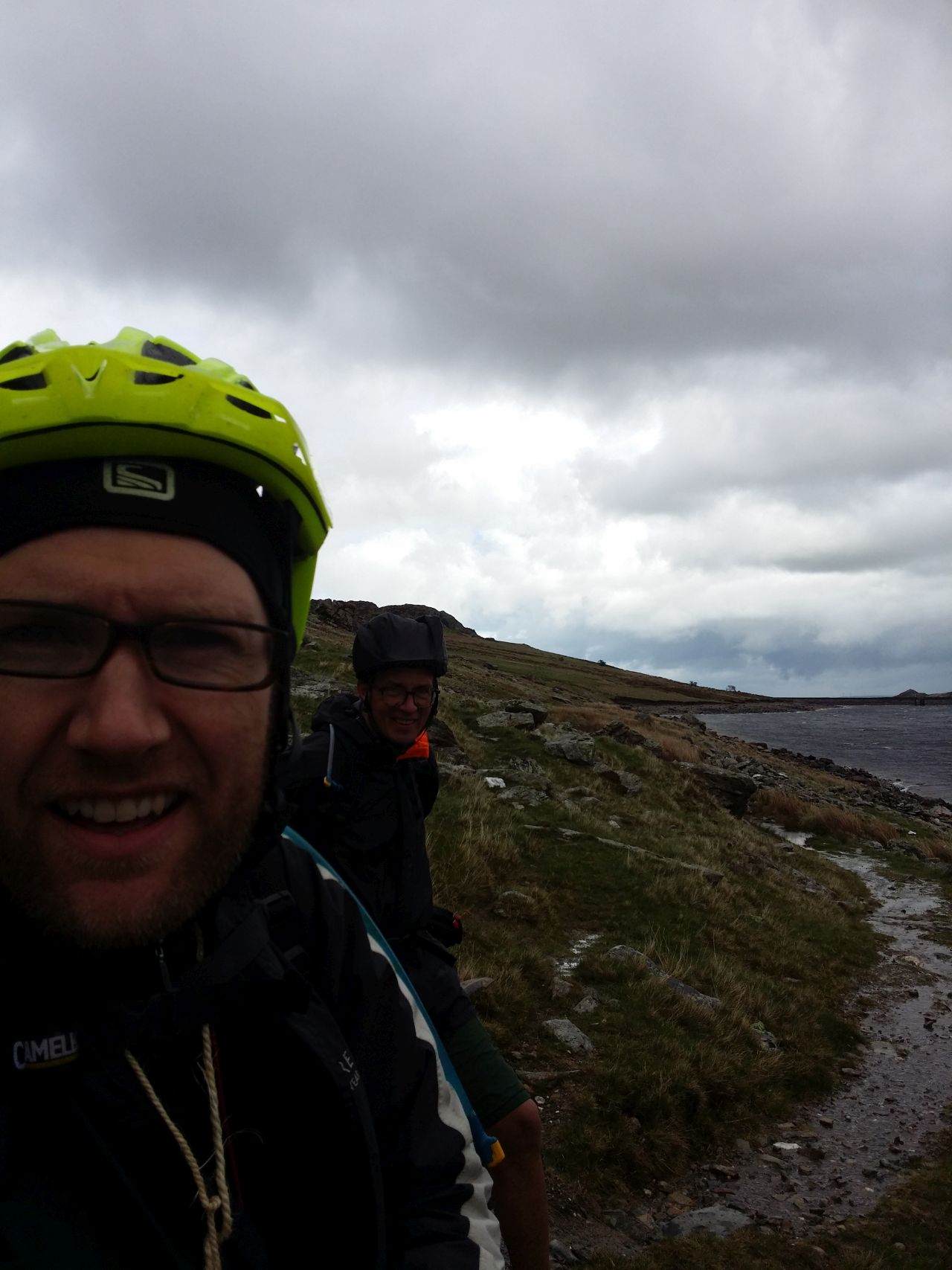 Day 1 - In gale force head winds and driving rain along Llyn Cowlyd reservoir
