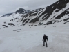 Harding Ice Field nr Seward - man attempts world`s highest "catalogue pose" once perfected "Jockey Y-Fronts" ready to model