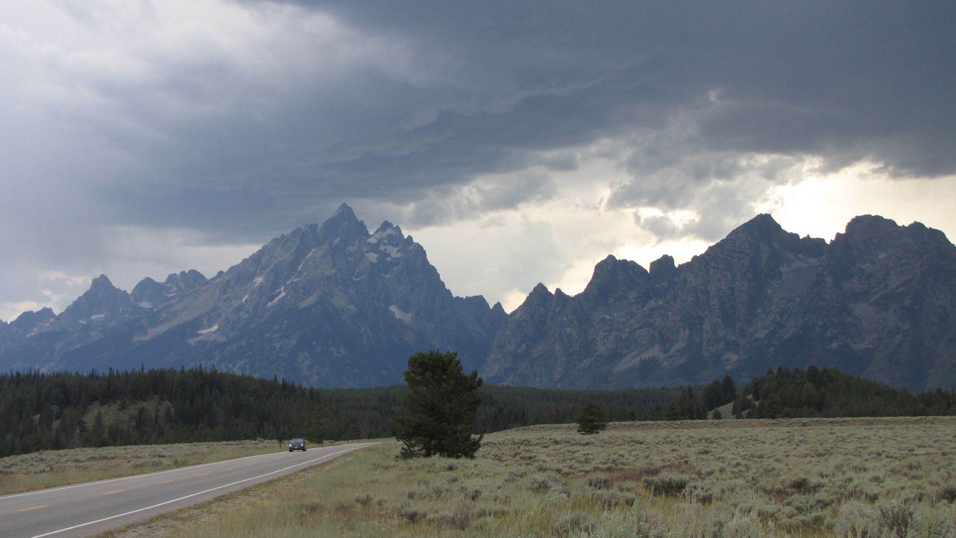 Grand Teton Nat Pk, WY, USA - Biblically proportioned storm approaches...now starts the race to get to the campsite (15 miles) & pitch the tent before the impending maelstrom