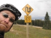 Snowy Mt Pass, WY, USA - What loon came up with this sign?!  Its great tho and apart from the 2nd hairpin & a later cattle grid I didn`t brake for 10 MILES!
