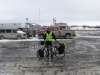 Prudhoe Bay, hotel car park, packed, ready...? - OMG that bike weighs A TON!